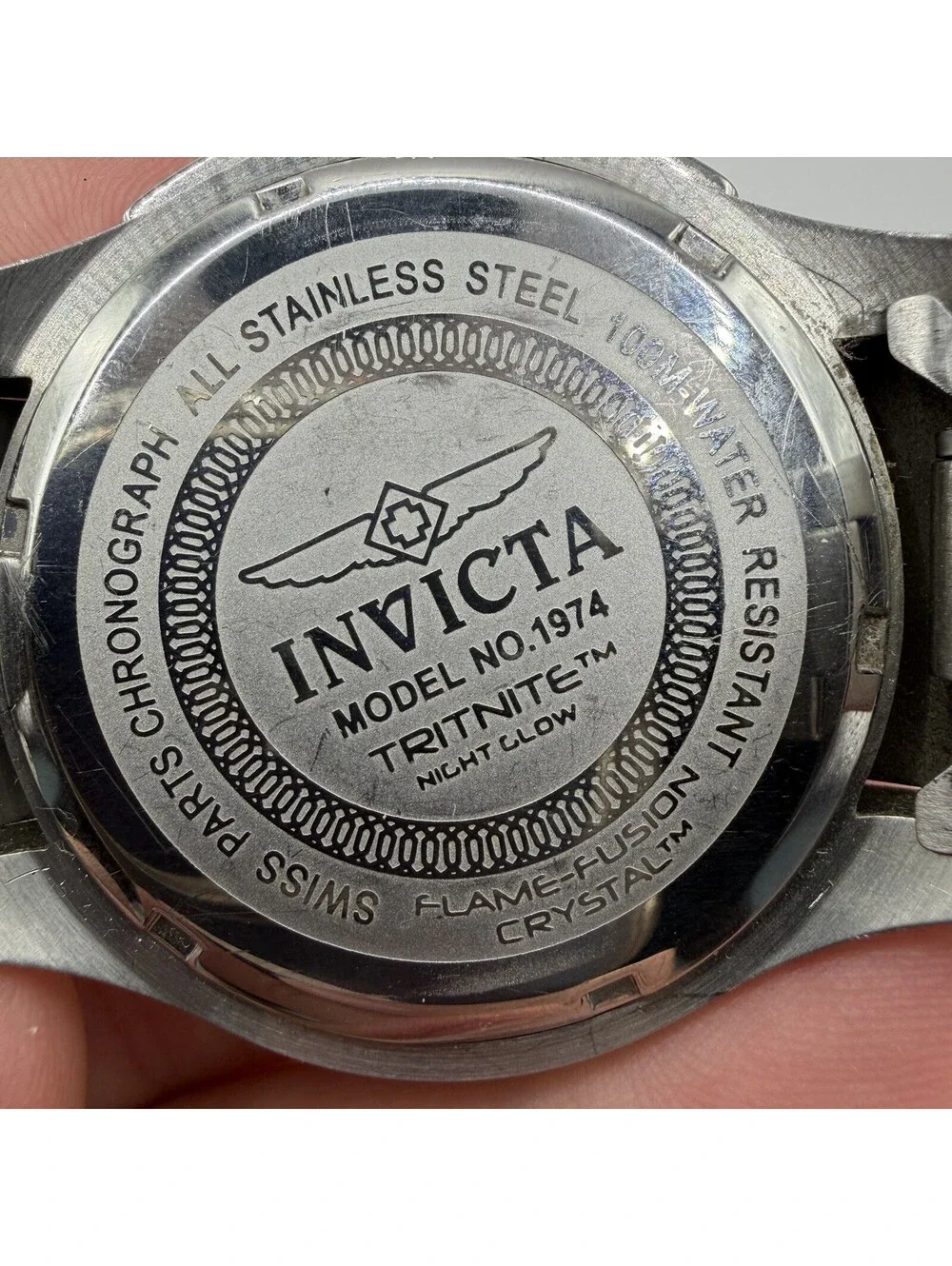 Invicta Tritnite Night Glow Watch Model 1974 Stainless Steel Diver Watch
